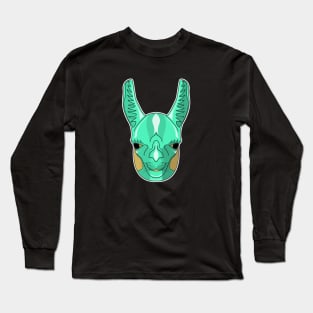 cyan alpaca face cartoon Long Sleeve T-Shirt